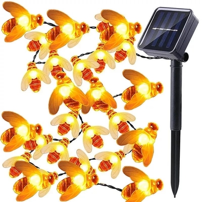 Honey Bee Fairy String Lights posto solar 20 diodos emissores de luz para o jardim exterior