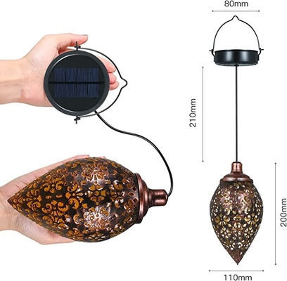 Lanterna retro forjada de suspensão da luz do jardim da luz IP44 metal solar impermeável solar exterior