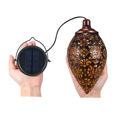 Lanterna retro forjada de suspensão da luz do jardim da luz IP44 metal solar impermeável solar exterior