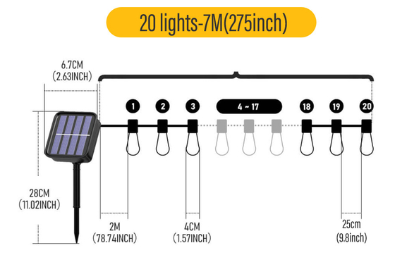 As luzes exteriores da corda do diodo emissor de luz com bulbos Shatterproof jardinam luzes de suspensão do quintal