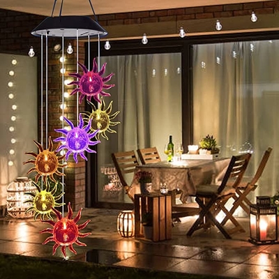 As luzes solares Sun do jardim do diodo emissor de luz do carrilhão de vento 2700K dão forma à luz decorativa