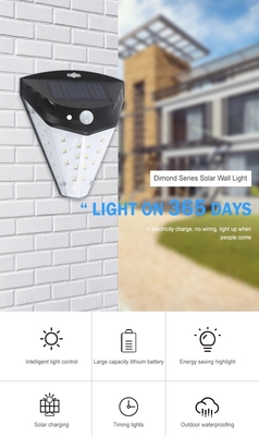 Grande luz posta solar larga 2700K da parede do diodo emissor de luz do ângulo 42led para o pátio do jardim