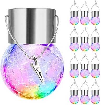 Luz impermeável solar da bola da luz rachada decorativa exterior da bola de vidro com punho