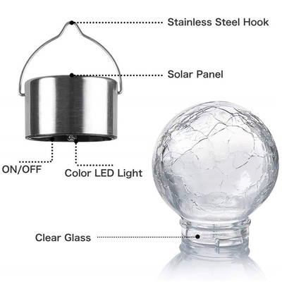Luz impermeável solar da bola da luz rachada decorativa exterior da bola de vidro com punho