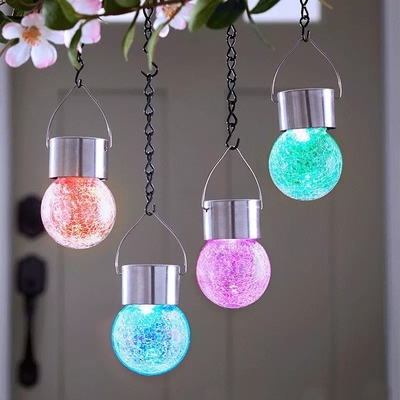Luz impermeável solar da bola da luz rachada decorativa exterior da bola de vidro com punho