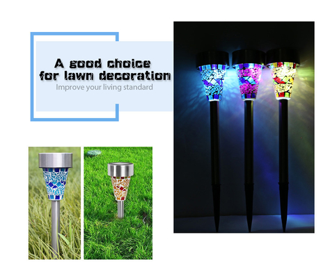 o jardim solar do mosaico de aço inoxidável de 2V 40mAh ilumina o vitral