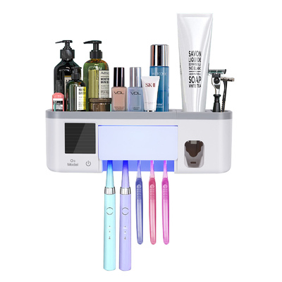 Agregado familiar uv amorfo do ABS do suporte da escova de dentes do Sanitizer da fonte de alimentação do silicone