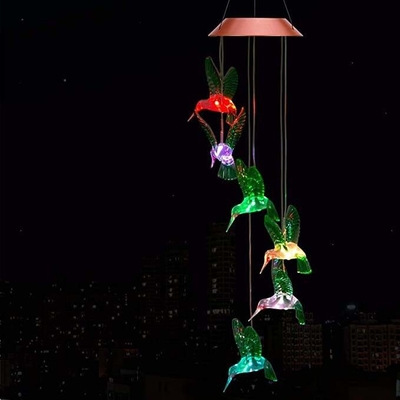 Decoração solar do feriado dos carrilhões de vento do colibri da luz do presente do RGB da multi cor do diodo emissor de luz