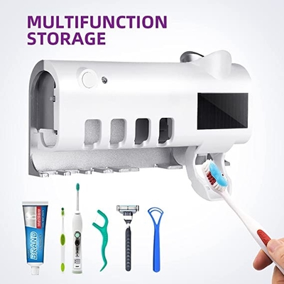 Do distribuidor UV do dentífrico do suporte da escova de dentes da energia solar do banheiro multi função