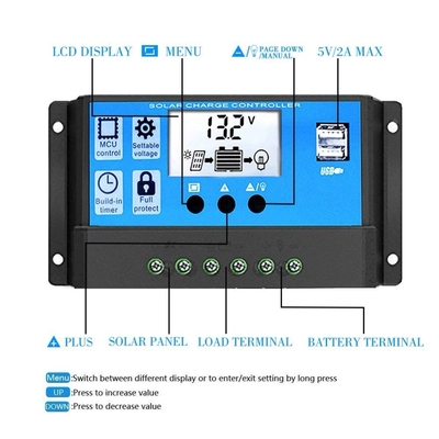 controlador solar Discharge Regulator 12V 24V 1920W da carga de 30A PWM para baterias de lítio