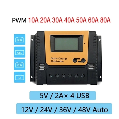 Regulador solar 10A 20A 30A 40A 12V 24V 36V 48V do controle do painel da carga de PWM